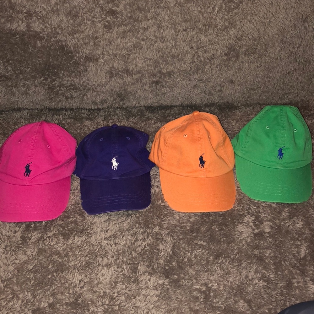 Multiple multicolored Polo hats